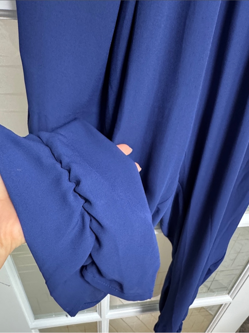 Aqua Deep Navy V-Neck Short Sleeve Jumpsuit - Picture 8 of 9